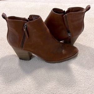 Brown leather boot heels